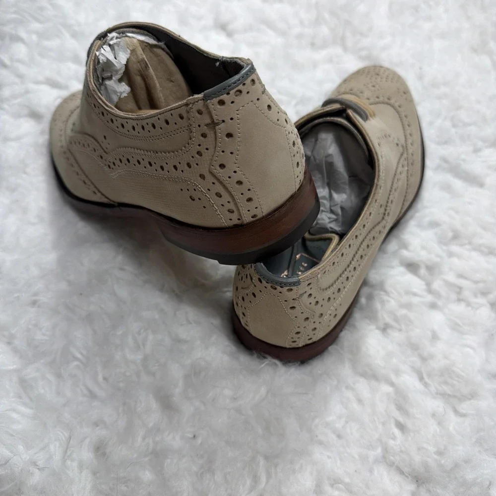TED BAKER LONDON Brogue Derby Oxford Dress Shoes In Sand Tan Nubuck Suede Men 10